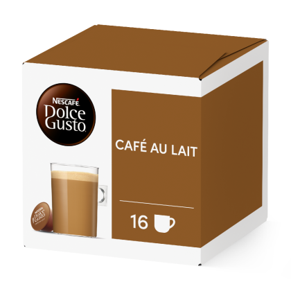 Front view of Caf&eacute; au Lait (16 pods) box